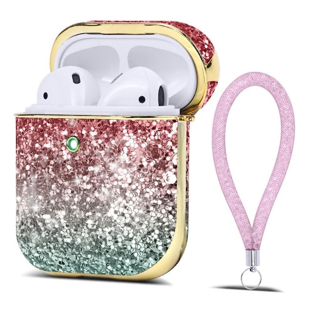 SKALO AirPods 1/2 Glitter-cover med håndrem - Pink