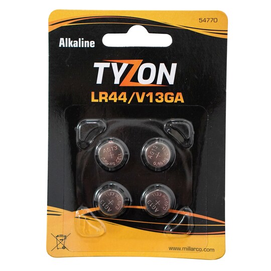 Tyzon LR44/V13GA Alkaline batterier 4-pak | Elgiganten