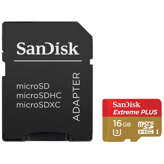 SanDisk Extreme Plus Micro SD hukommelseskort - 16 GB | Elgiganten