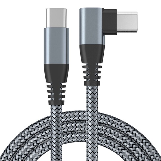 USB-C oplader med vinklet stik 60 W hurtig opladning Grå 3 m | Elgiganten