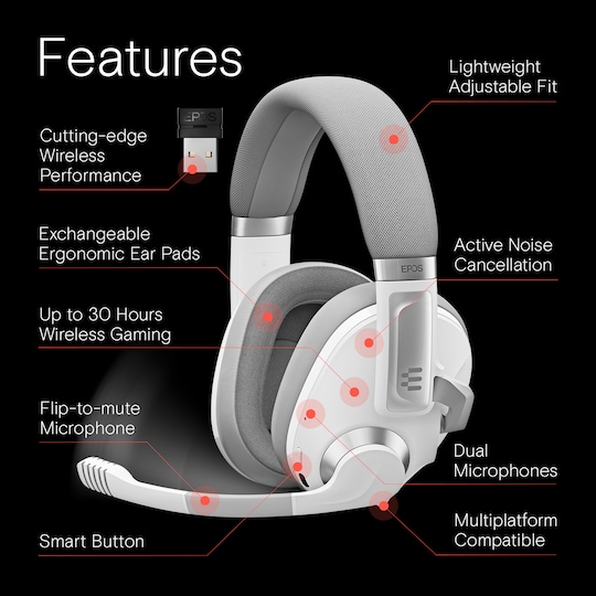 EPOS H3PRO HYBRID trådløst gaming-headset (hvid) | Elgiganten
