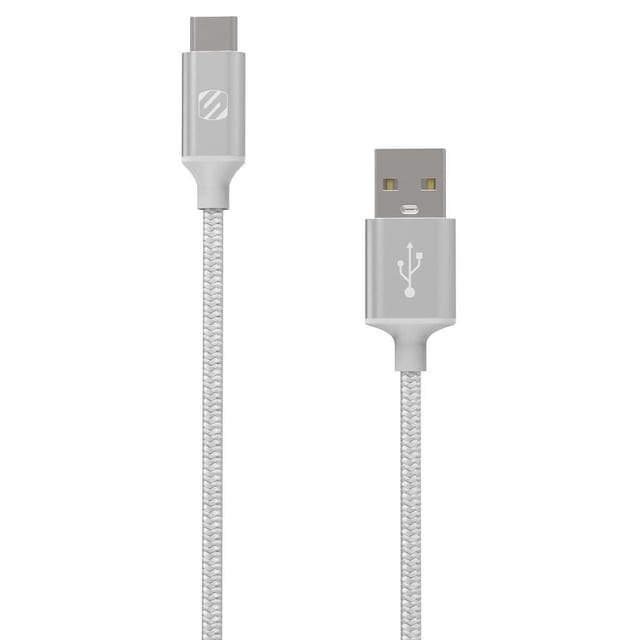 Strikeline Braided ladekabel USB-C til USB-A - 120 cm - sølv