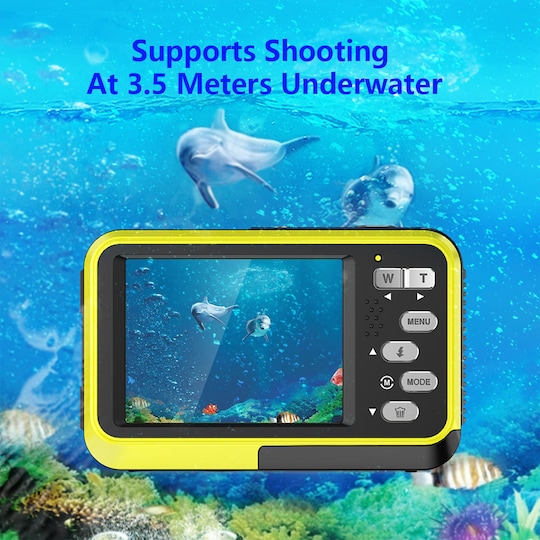 INF Undervandskamera vandtæt 48MP/4K/16x zoom/dobbeltskærm/autofokus Blå |  Elgiganten