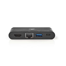 Nedis USB Multi-Port Adapter | USB 3.2 Gen 1 | USB-C™ Han | HDMI™ Hun / RJ45 Hun / USB-A Hun / USB-C™ Hun | Runde | Nikkelplateret | Sort | Box