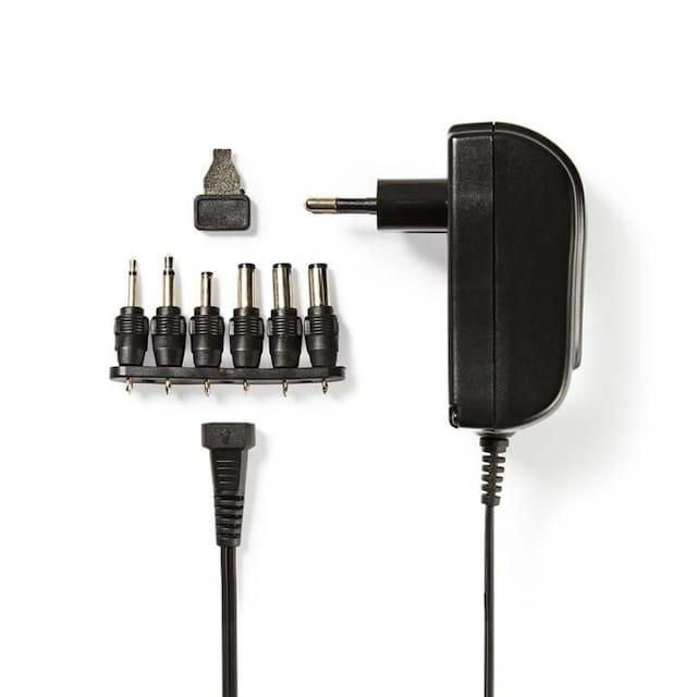 Nedis Universal AC Power Adapter | 18 W | 3 - 12 V DC | 1.80 m | 2.1 A | 6 plug(s) | Sort