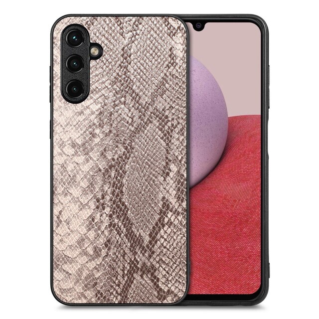 SKALO Samsung A14 4G/5G Snakeskin PU-læder Hybrid Cover - Grå