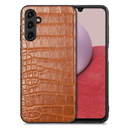 SKALO Samsung A14 4G/5G Crocodile PU Leather Hybrid Cover - Brun