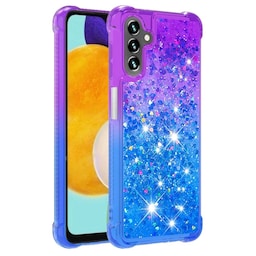 SKALO Samsung A34 5G Kvicksand Glitter Hjerter TPU Cover - Lilla-Blå