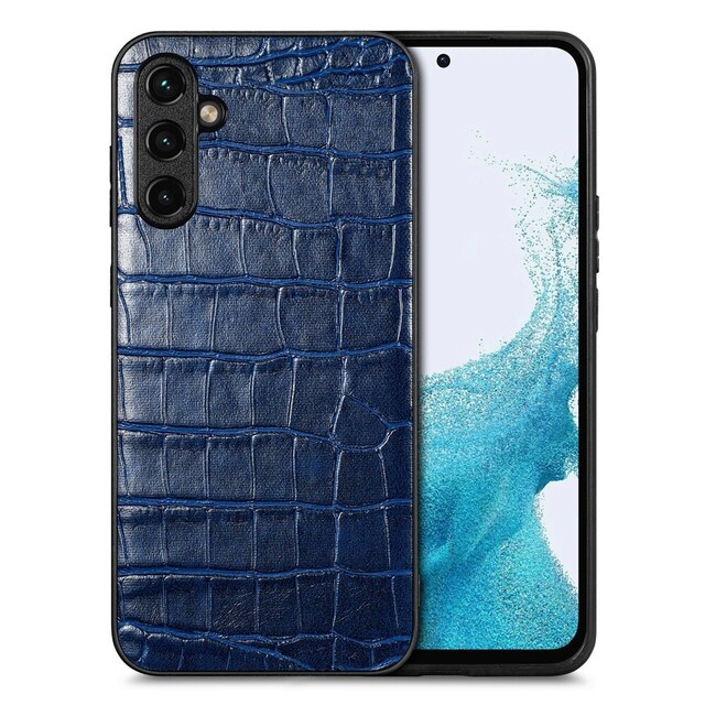 SKALO Samsung A54 5G Crocodile PU Leather Hybrid Cover - Blå