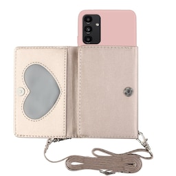 SKALO Samsung A34 5G TPU Cover med Heart Wallet - Pink
