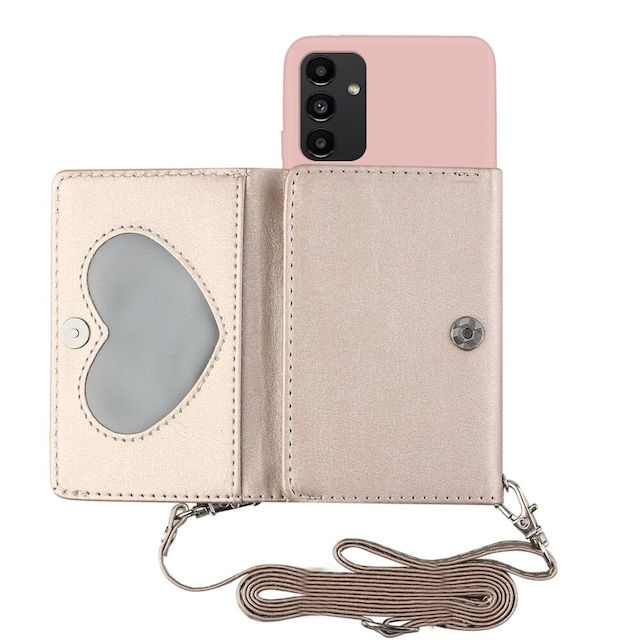 SKALO Samsung A34 5G TPU Cover med Heart Wallet - Pink