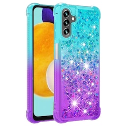 SKALO Samsung A34 5G Kvicksand Glitter Hjerter TPU Cover - Turkis-Lilla