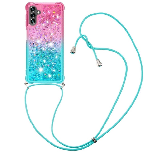 SKALO Samsung A34 5G Kvicksand Glitter Mobile Collar - Pink-Turkis