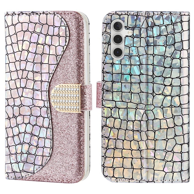 SKALO Samsung A54 5G Glitter design Pungetui - Rosa guld