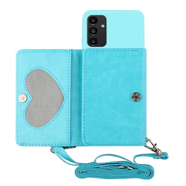 SKALO Samsung A14 4G/5G TPU Cover med Heart Wallet - Turkis