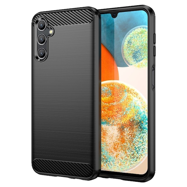 SKALO Samsung A14 4G/5G Armor Carbon Stødsikker TPU-cover - Sort