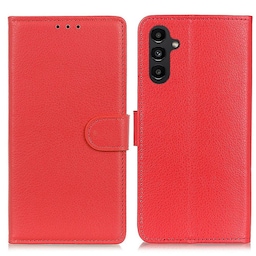 SKALO Samsung A14 4G/5G Litchi Flip Cover - Rød