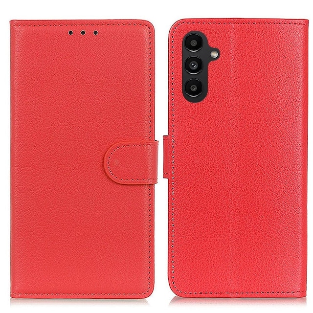 SKALO Samsung A14 4G/5G Litchi Flip Cover - Rød