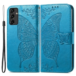 SKALO Samsung A14 4G/5G Mandala Butterfly Flip Cover - Blå