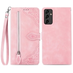 SKALO Samsung A14 4G/5G Big Wallet Flower Pungetaske - Pink