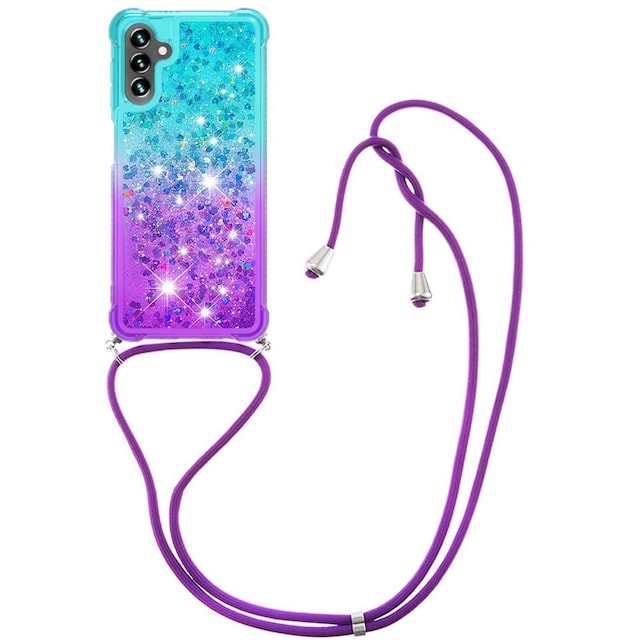 SKALO Samsung A54 5G Kvicksand Glitter Mobile Collar - Turkis-Lilla