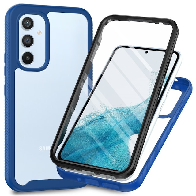 SKALO Samsung A54 5G Stødsikker Clear Hybrid Cover + Skaermbeskyttelse - Mørkeblå