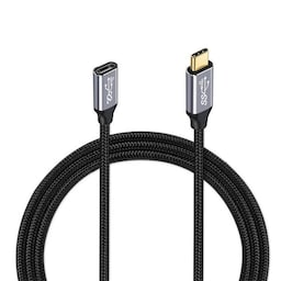 NÖRDIC 2m USB3.2 SuperSpeed ​​​​USB 5Gbps USB-C til C forlængerkabel med strømforsyning 60W og 4K60Hz video