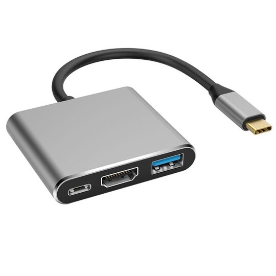 NÖRDIC 1 til 3 dockingstation USBC til 1xHDMI 4K 30Hz 1xUSBC 60W PD og  1xUSB A 3.1 5Gbps pc, Macbook og Nintendo switch | Elgiganten