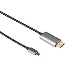 NÖRDIC USBC til HDMI 4K 60Hz 2m nylon flettet kabel plads grå støtte HDCP1.4 og 2,2 Pure kobber 99,99%