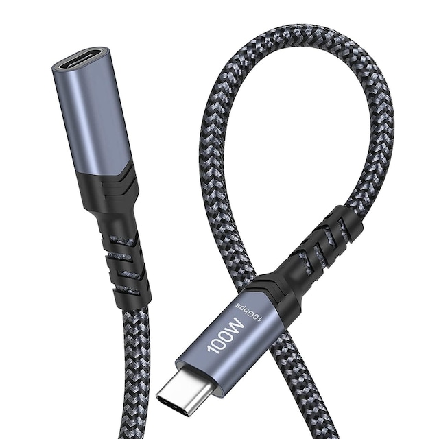 NÖRDIC 2m USB3.2 Gen2 USB-C forlængerkabel han til hun 10Gbps 5A 100W Thunderbolt3