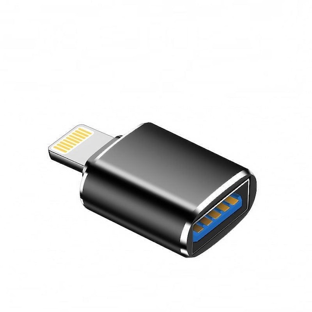 NÖRDIC USB3.0 OTG til Lightning Adapter (Ikke-MFI er) sort støtte til iOS tilslutte USB-enheder til iPhone og iPad