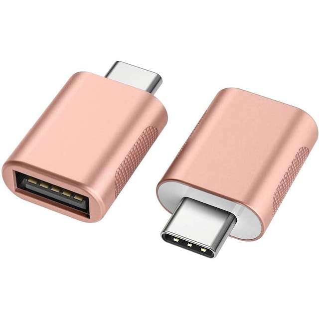 NÖRDIC USB A 3.0 OTG Kvinde til USB C Male Adapter Aluminium Rose Gold OTG USB-C Adapter Synkronisering og opladning