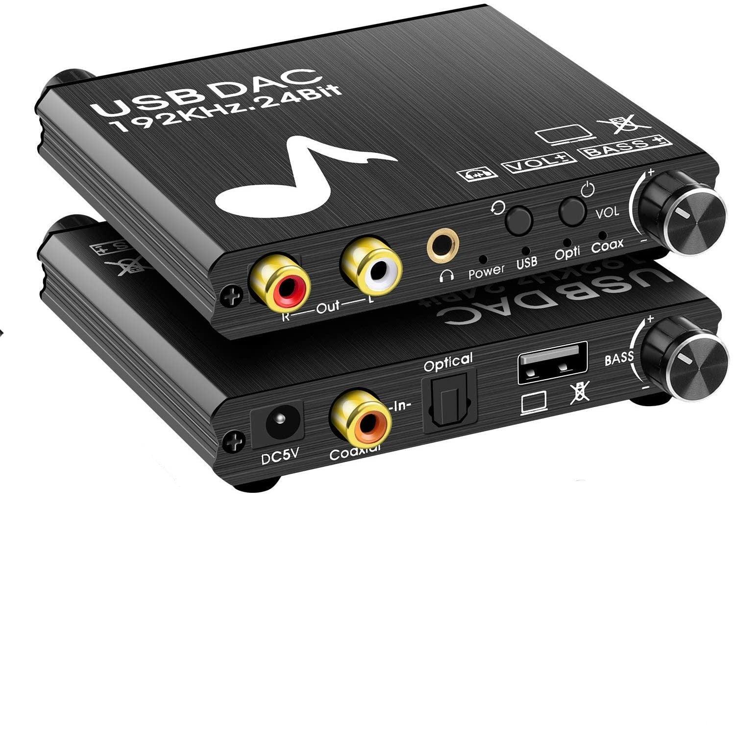 NÖRDIC DAC digital til analog konverter med med BASS og volumenkontrol SPDIF Koaksial og USB til Analog L / R og 3,5 mm stereo | Elgiganten