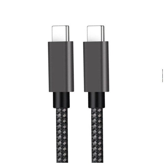 NÖRDIC 1m USB C 3.1 til USB C Nylon Flettet Kabel Hurtig opladning 5a Gen2 10Gbps Power Delivery PD 100W med Emarker