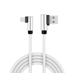 NÖRDIC Vinklet Apple Lightning (Ikke-MFI er) til vinklet USB A-kabel til synkronisering og opladning hvid 1m