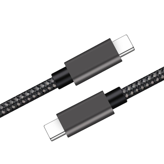 NÖRDIC 50CM USB C 3.1 til USB C Nylon Flettet Kabel Hurtig opladning 3A Gen1 5Gbps Power Delivery PD 60W