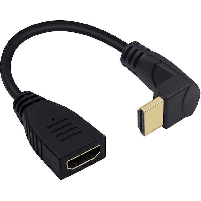 NÖRDIC vinklet HDMI-adapter 4K30Hz UHD han til hun 20cm sort