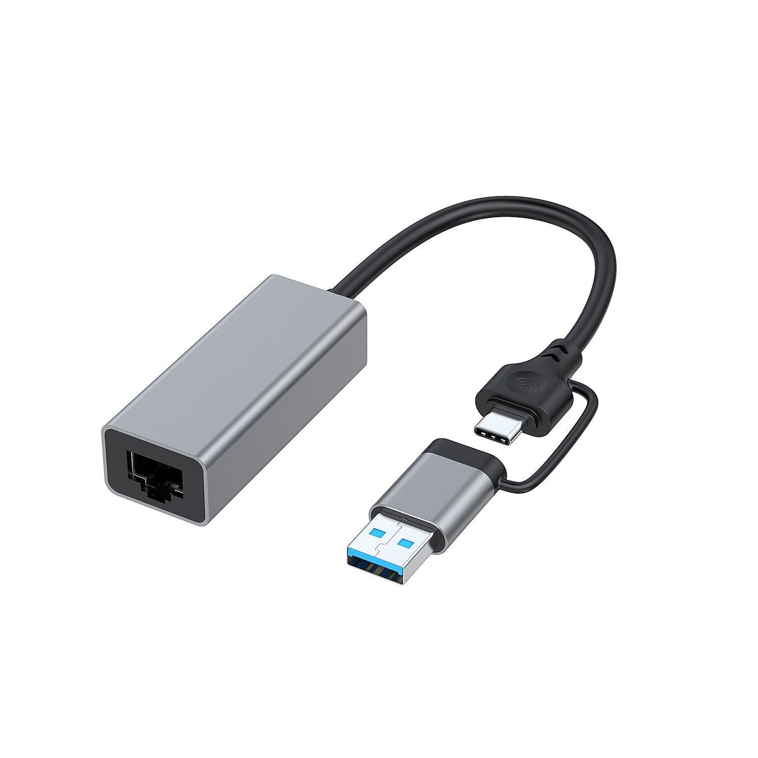 NÖRDIC USB-A 3.0 til Giga Ethernet-netværksadapter USB-A og USB-C Space  Grey Aluminium RTL8153 | Elgiganten