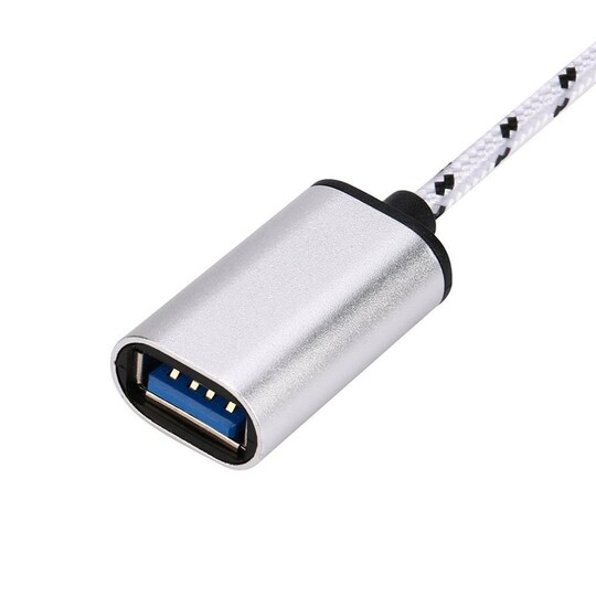 NÖRDIC A USB OTG til USBC 3.1 Gen 1 adapter aluminium 30cm sølv | Elgiganten
