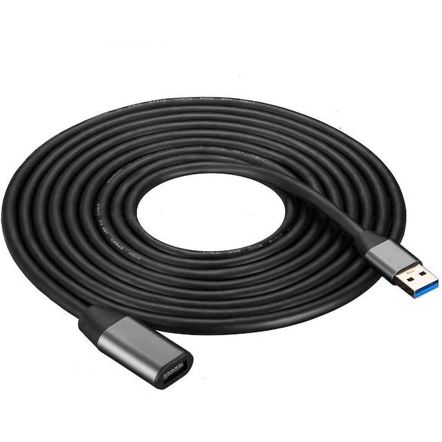 NÖRDIC Active 5m USB3.1 forlængerkabel 5Gbps forlænger USB A han til hun til Xbox, PS5, Oculus, printer, scanner, Playstation, VR