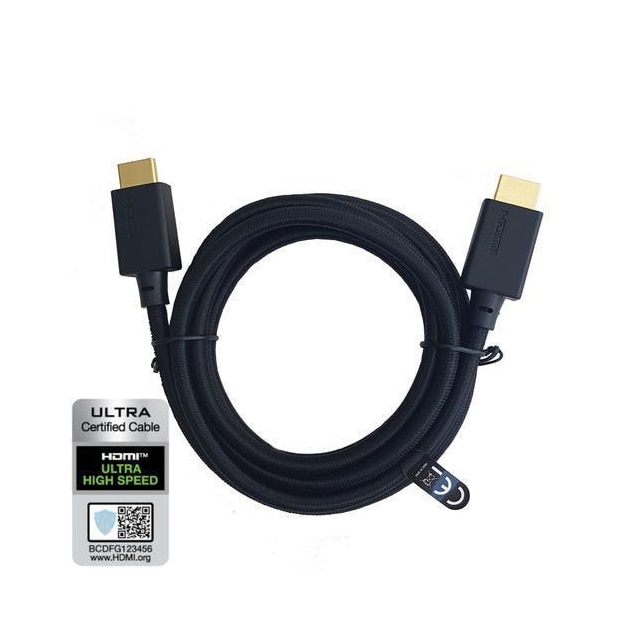 NÖRDIC CERTIFIED CABLES Certificeret 5m Ultra High Speed ​​HDMI 2.1 4K 8K 60Hz 120Hz 48 Gbps Dynamic HDR eARC VRR nylon flettet kabel forgyldt