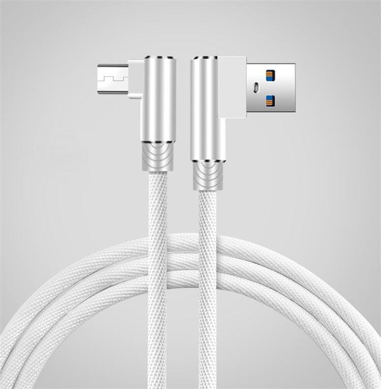 NÖRDIC vinklet USB C til vinklet USB et kabel til synkronisering og  opladning hvid 2m | Elgiganten