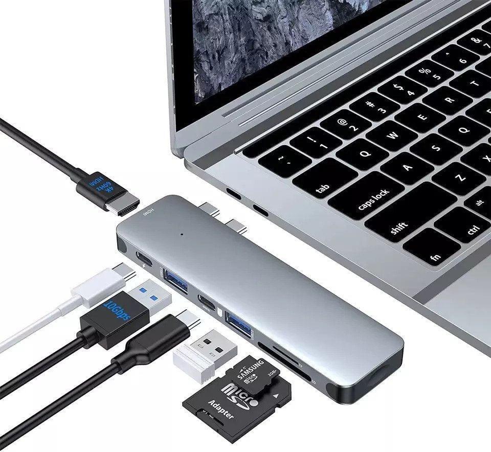 NÖRDIC 2 til 7 USB-C dobbeltskærme dockingstation til MacBook Pro og Air  1xHDMI 4K60Hz 1xThunderbolt 3 USB-C 5K60Hz 40G 1xUSB-C 100W PD | Elgiganten