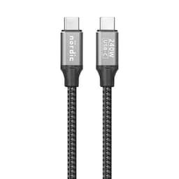 NÖRDIC 50 cm USB-C til C nylonflettet kabel hurtigopladning med PD3.1 240W 48V 5A med Emarker