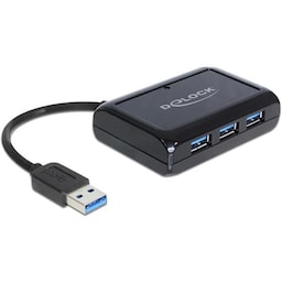 DeLOCK USB 3.0 Hub + Gigabit LAN, ekstern 3-port USB 3.0 hub med Gigab