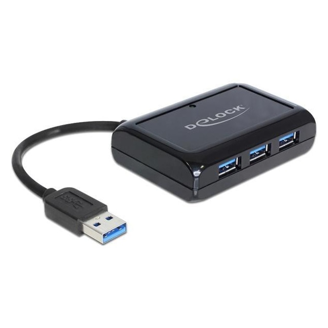 DeLOCK USB 3.0 Hub + Gigabit LAN, ekstern 3-port USB 3.0 hub med Gigab