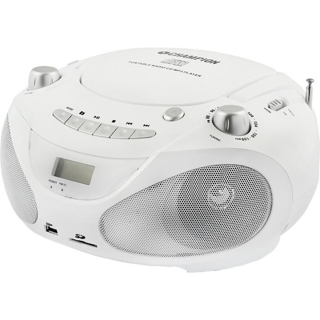 Champion Boombox CD/Radio/MP3/USB White