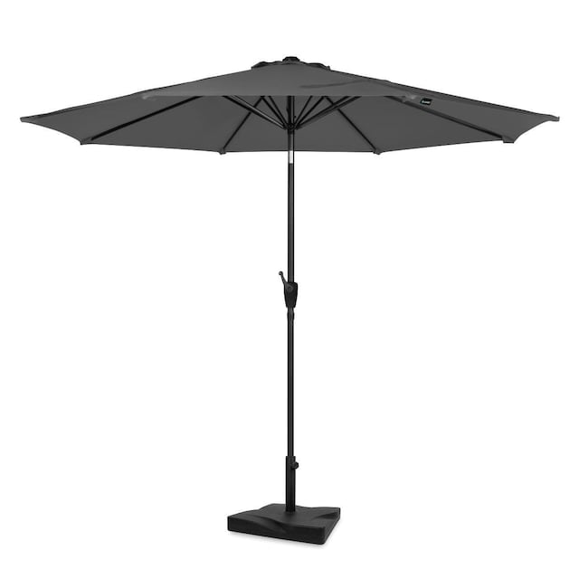 VONROC Premium Parasol Recanati Ø300cm sæt – Inkl. Betonfod 20 kg - Vippefunktion - UV-resistent stof - Grå - Inkl. Betræk