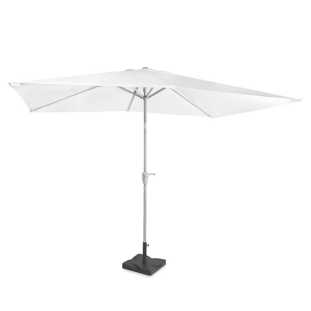VONROC Premium Parasol Rapallo 200x300cm – Kombisæt inkl. Beton fod 20 kg. - Slidstærk parasol – Vippefunktion - UV-resistent stof - Hvid - Inkl. betræk