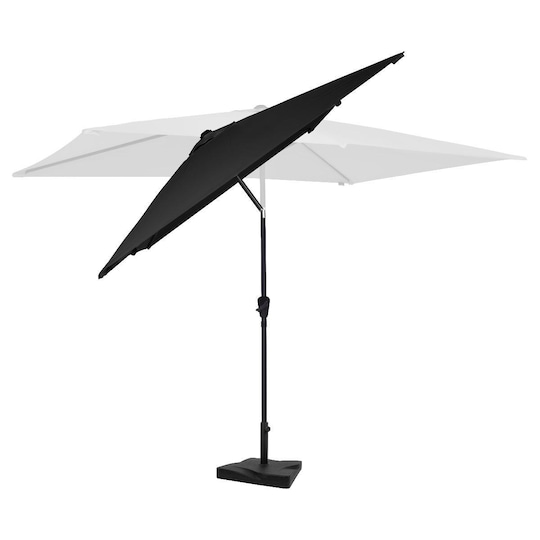 VONROC Premium Parasol Rapallo 200x300cm – Kombisæt inkl. Beton fod 20 kg.  - Slidstærk parasol – Vippefunktion - UV-resistent stof - Antracit/Sort -  Inkl. betræk | Elgiganten